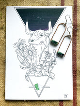 Load image into Gallery viewer, Taurus Emerald Earrings and Birthday Card Pack